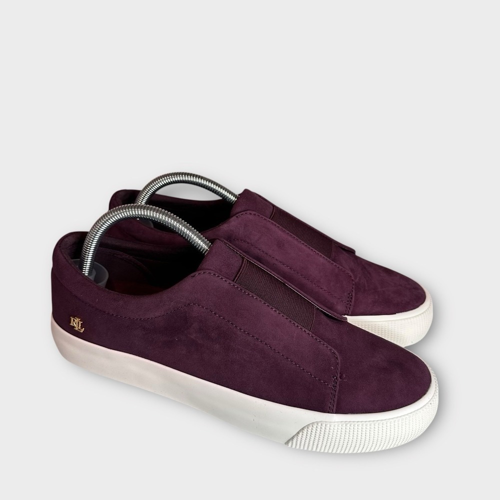 New Ralph Lauren (LRL) Shoes Women 10B Bordeaux Burgundy ISLA-SK-ATH Kidsuede